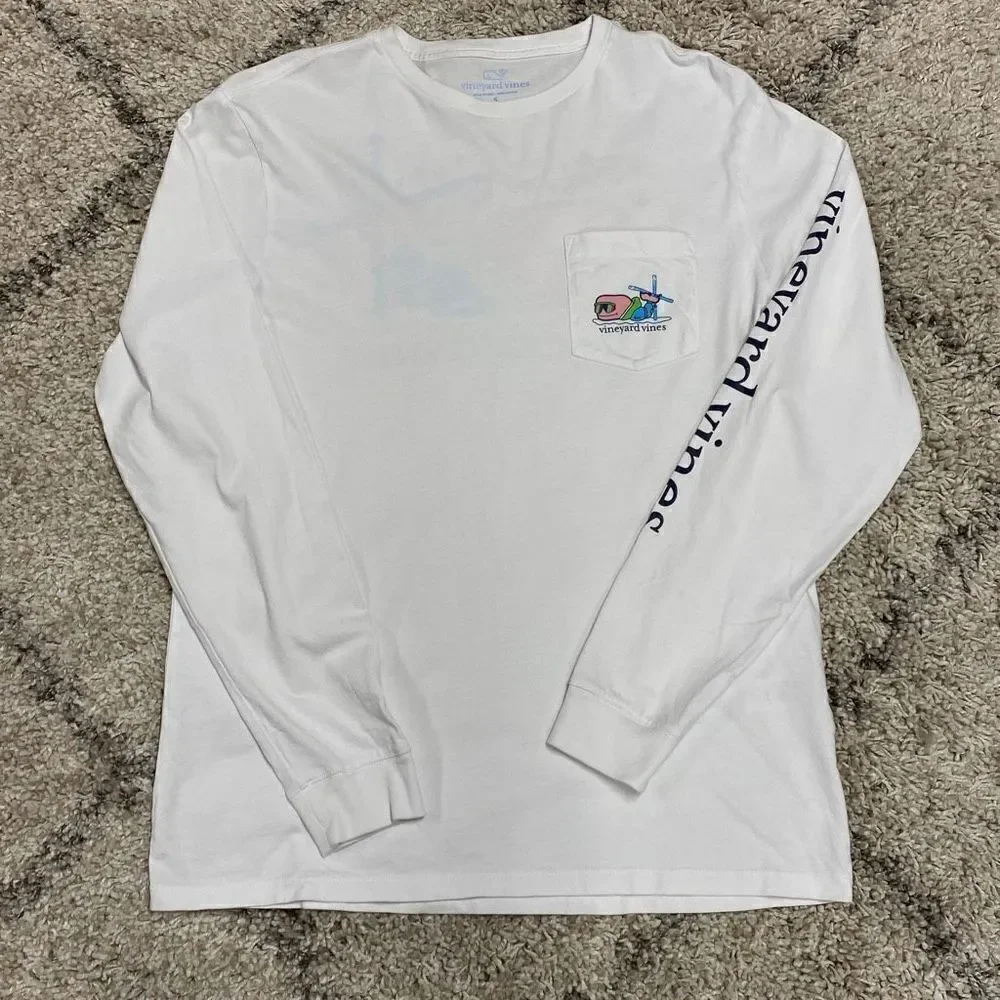 Vineyard Vines Apres Ski Bro Whale Long-Sleeve Pocket Tee Size Small